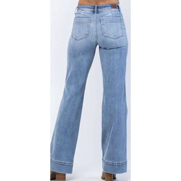 Judy Blue Jeans Women's 16W Plus Size Blue Wide Leg Stretch Denim JB82401MD-PL - Picture 4 of 5